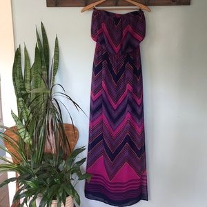 Express strapless maxi dress, chevron pattern